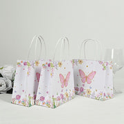 12 Glitter Butterfly Paper Gift Bags with Handles - Pink and White BAG_PAP04_6X7_BUT_WHT