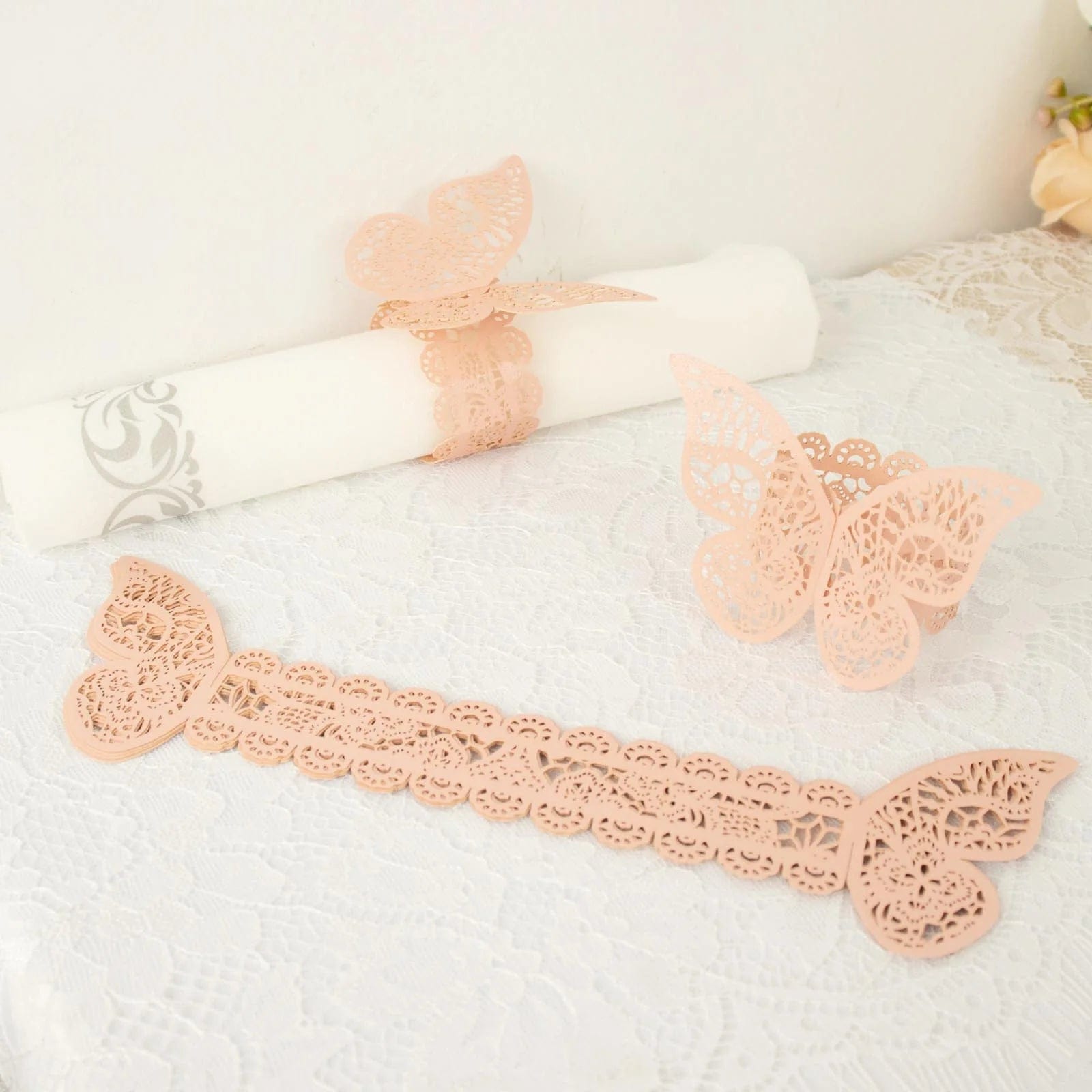 12 Laser Cut Butterfly Napkin Rings Wedding Party Gift