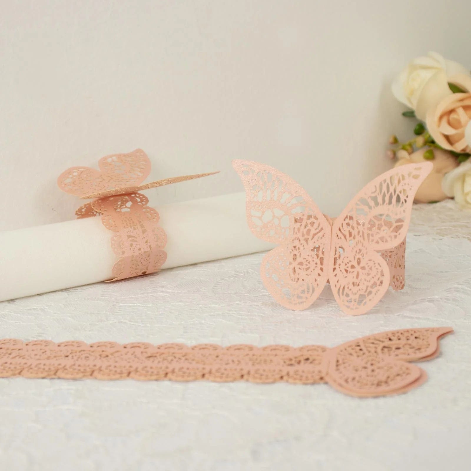 12 Laser Cut Butterfly Napkin Rings Wedding Party Gift