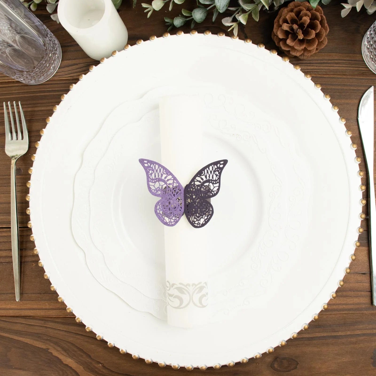 12 Laser Cut Butterfly Napkin Rings Wedding Party Gift