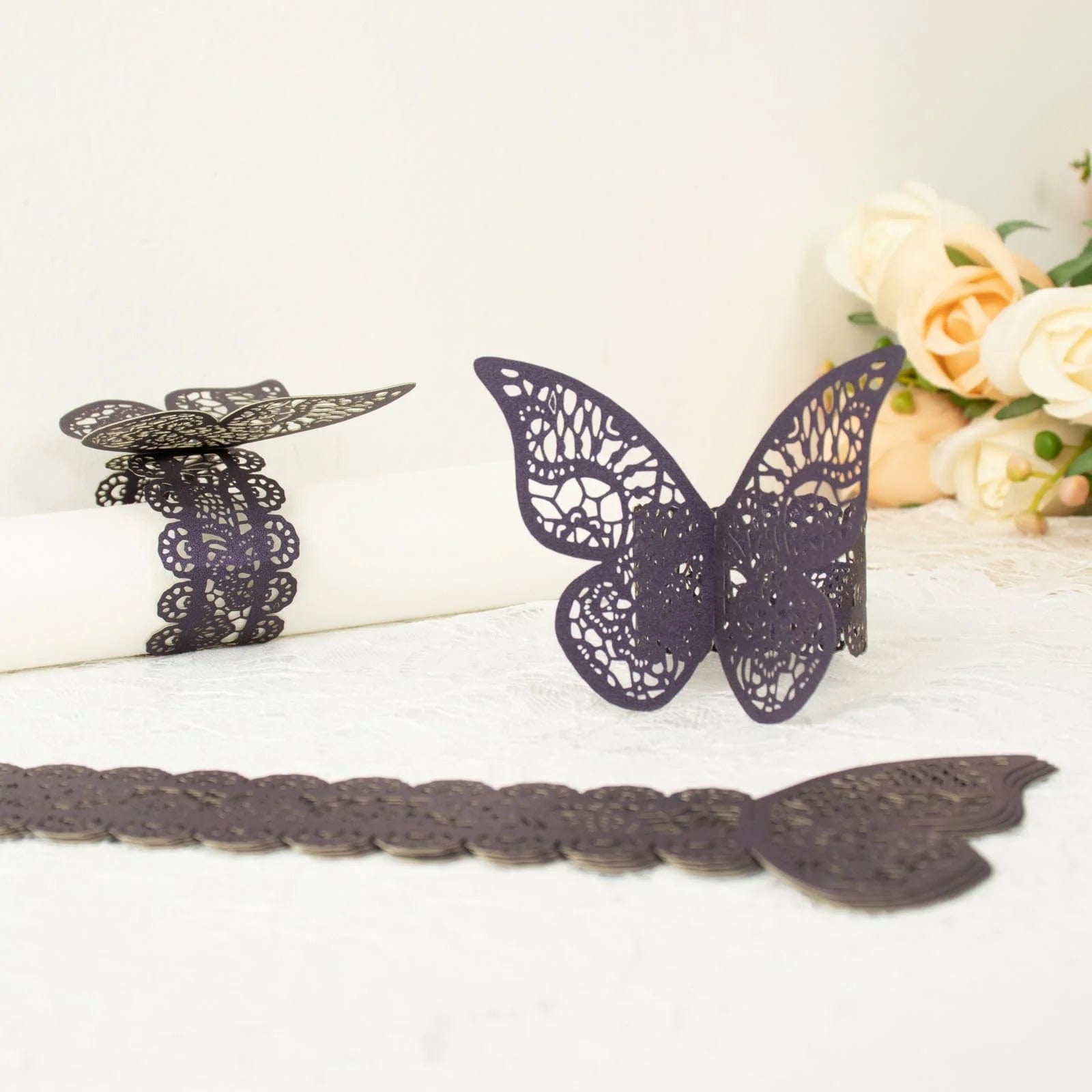 12 Laser Cut Butterfly Napkin Rings Wedding Party Gift