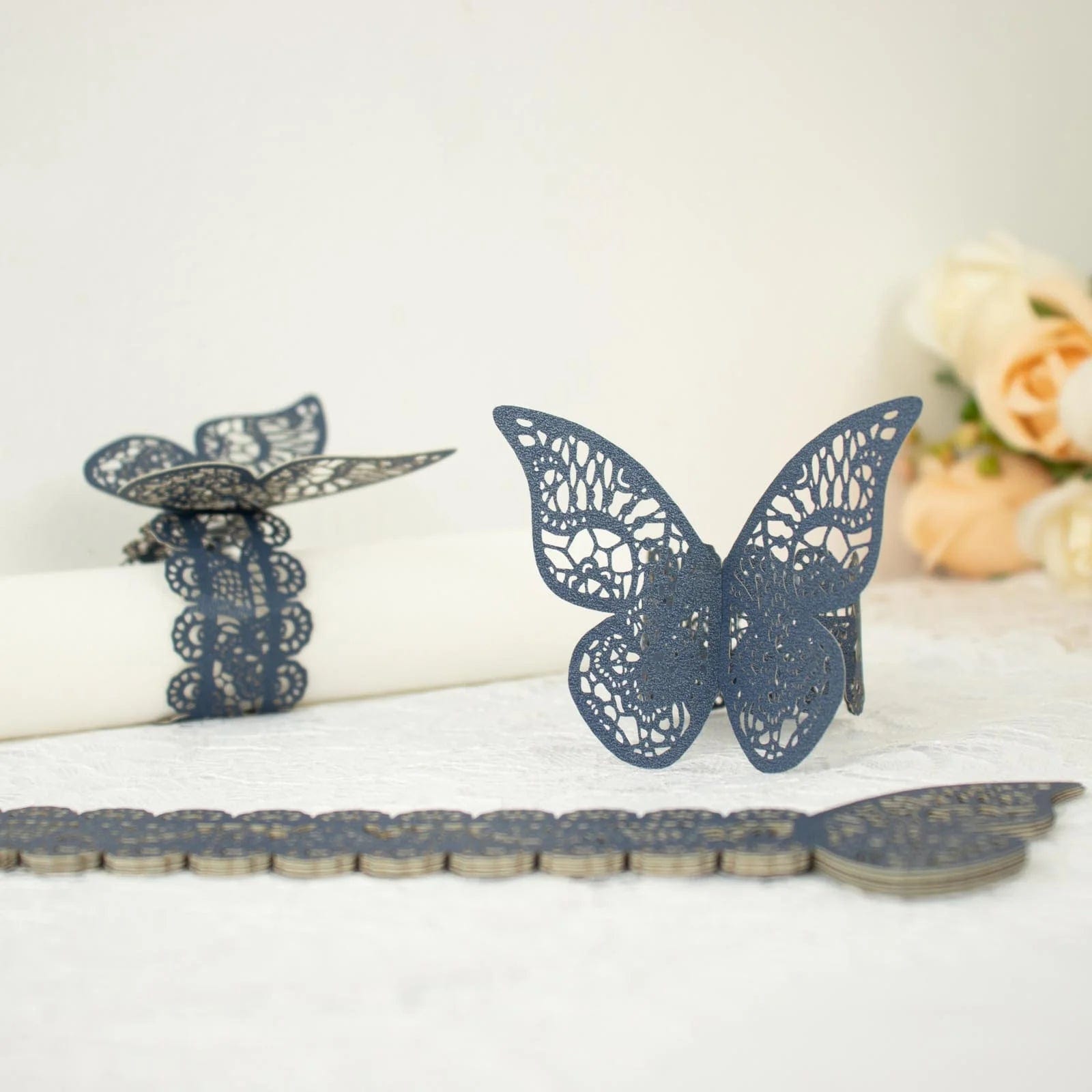 12 Laser Cut Butterfly Napkin Rings Wedding Party Gift