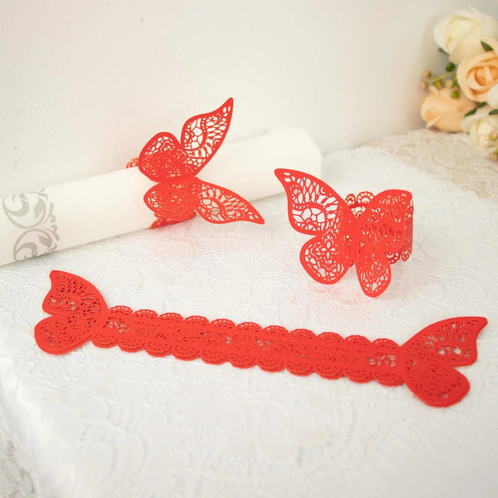 12 Laser Cut Butterfly Napkin Rings Wedding Party Gift