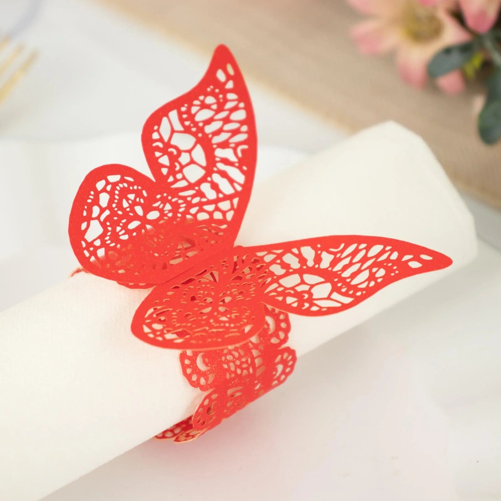 12 Laser Cut Butterfly Napkin Rings Wedding Party Gift