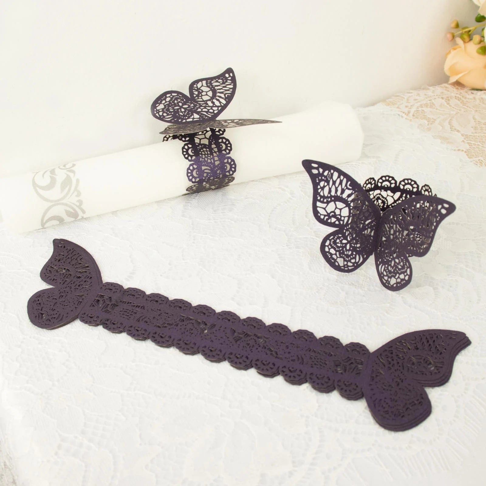 12 Laser Cut Butterfly Napkin Rings Wedding Party Gift