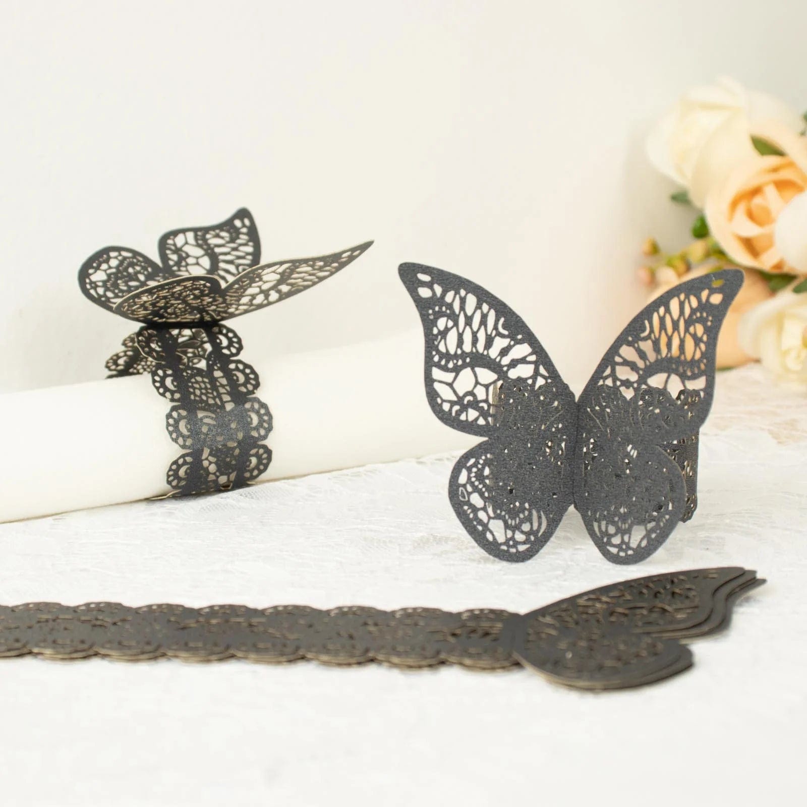 12 Laser Cut Butterfly Napkin Rings Wedding Party Gift