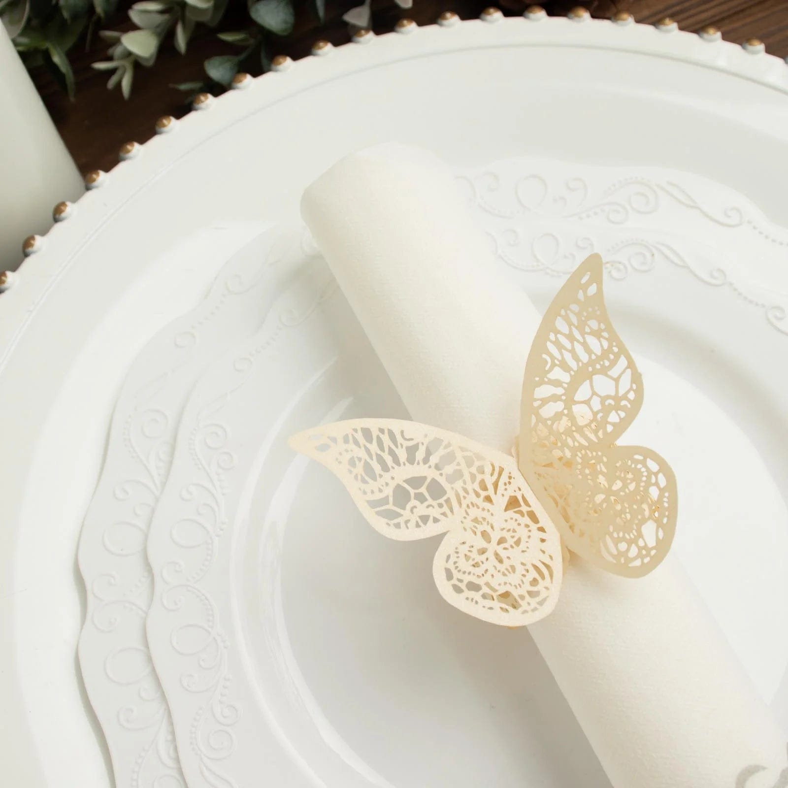 12 Laser Cut Butterfly Napkin Rings Wedding Party Gift