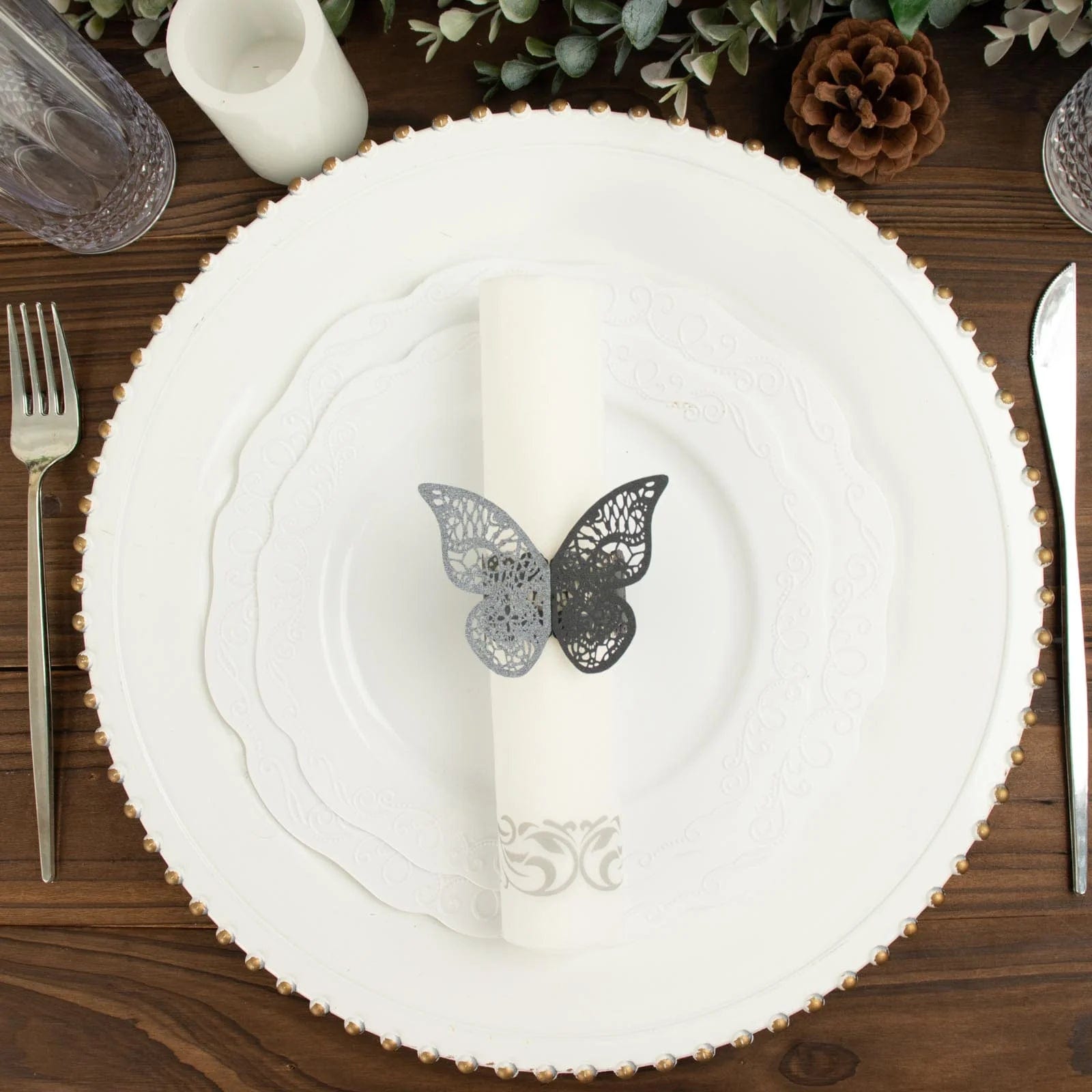 12 Laser Cut Butterfly Napkin Rings Wedding Party Gift