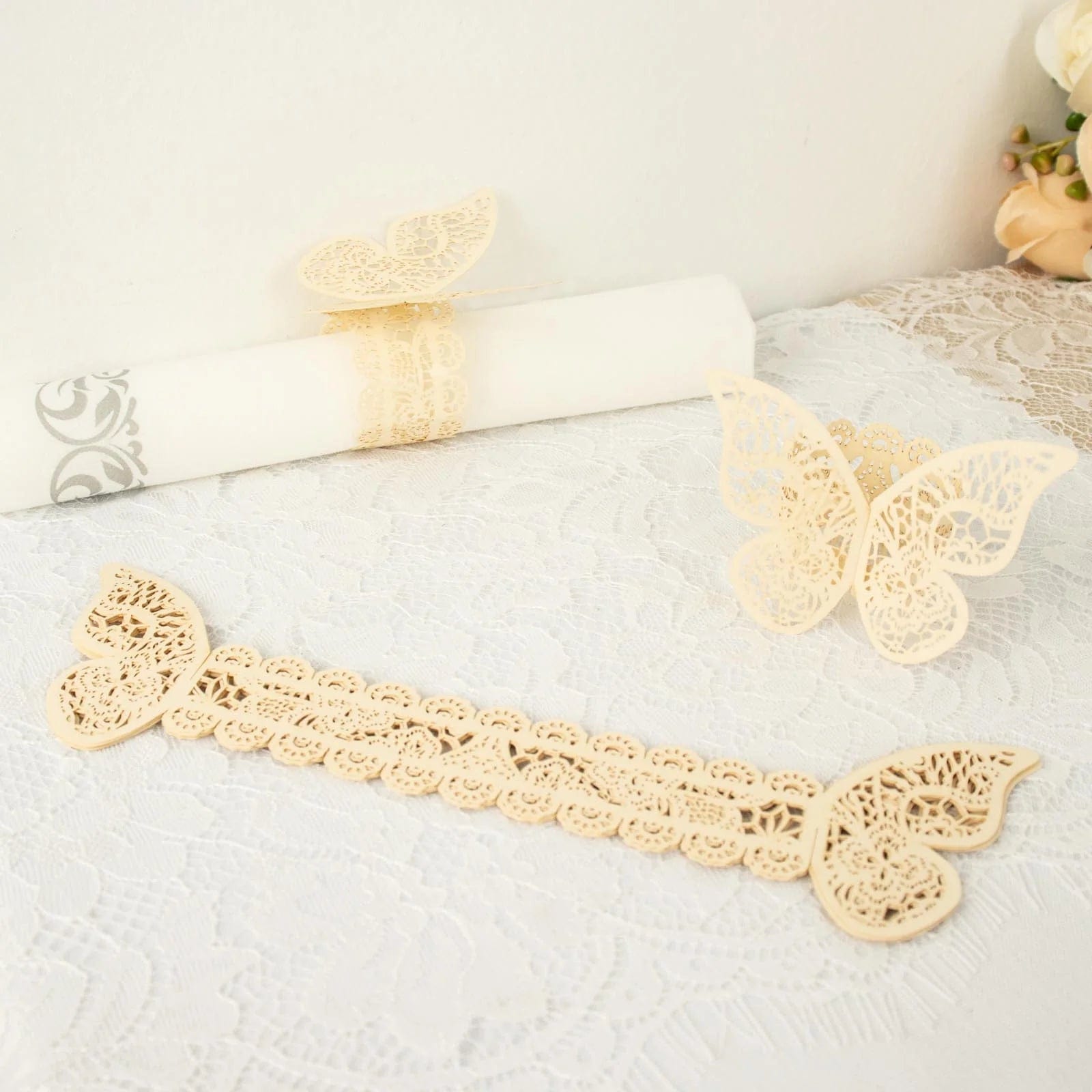 12 Laser Cut Butterfly Napkin Rings Wedding Party Gift