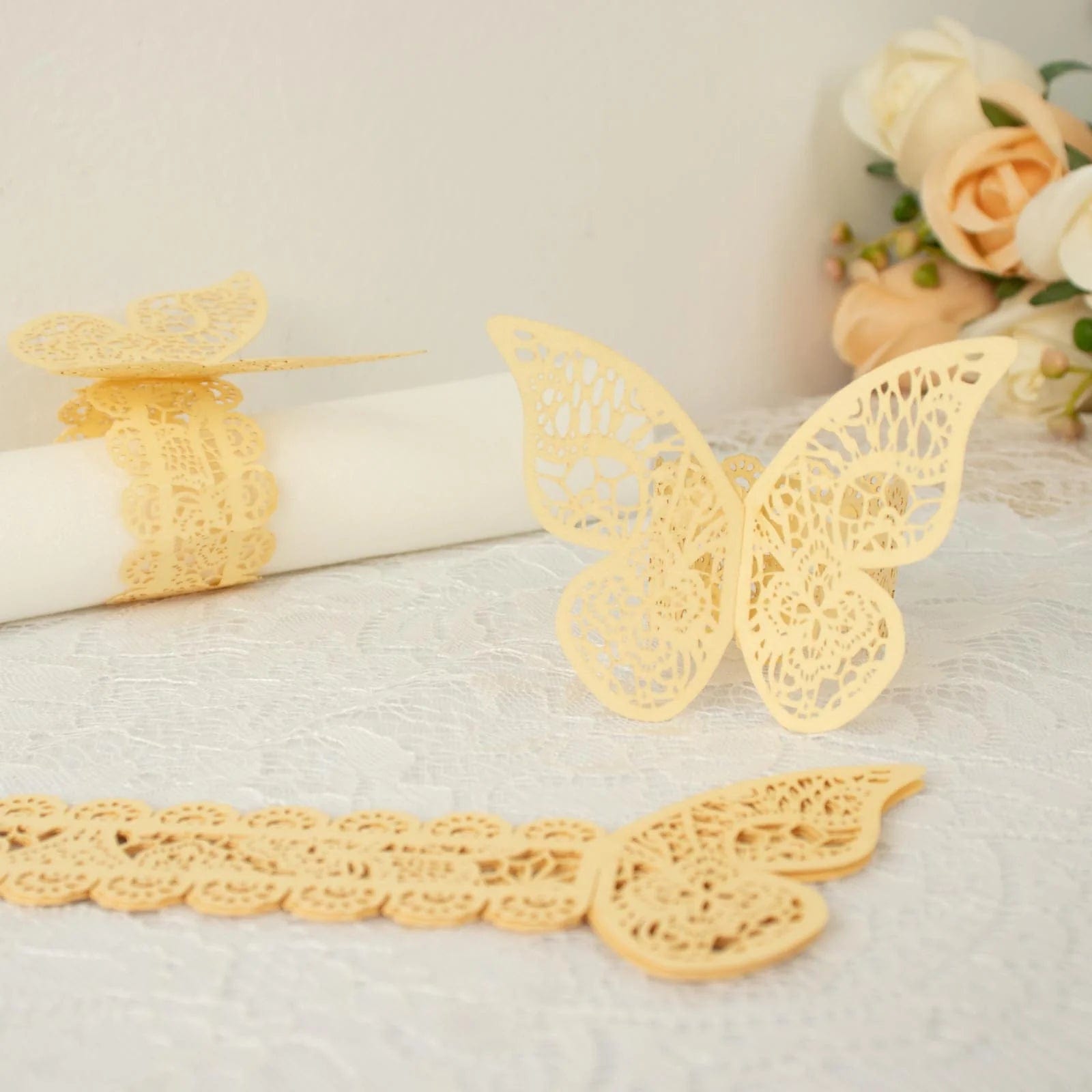 12 Laser Cut Butterfly Napkin Rings Wedding Party Gift