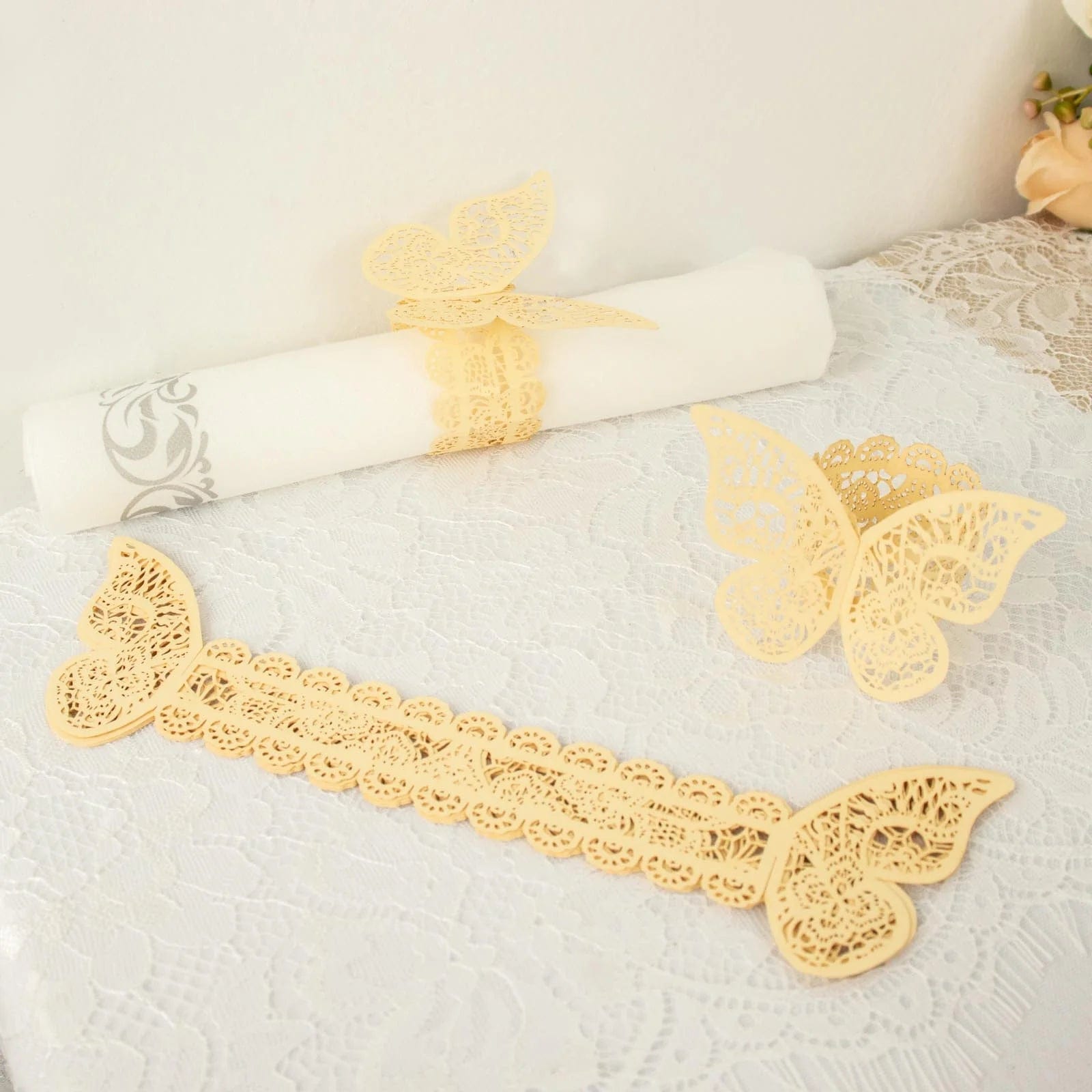 12 Laser Cut Butterfly Napkin Rings Wedding Party Gift