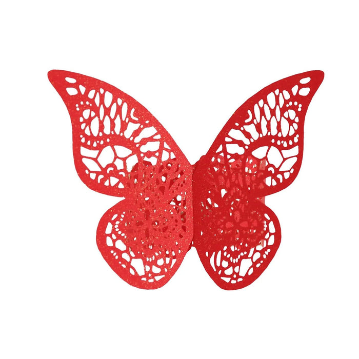 12 Laser Cut Butterfly Napkin Rings Wedding Party Gift NAP_RING_PAP01_RED
