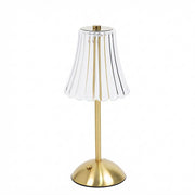 12" Metal LED Table Lamp with Fluted Acrylic Shade - Gold LED_MET_LAMP05_12_GOLD