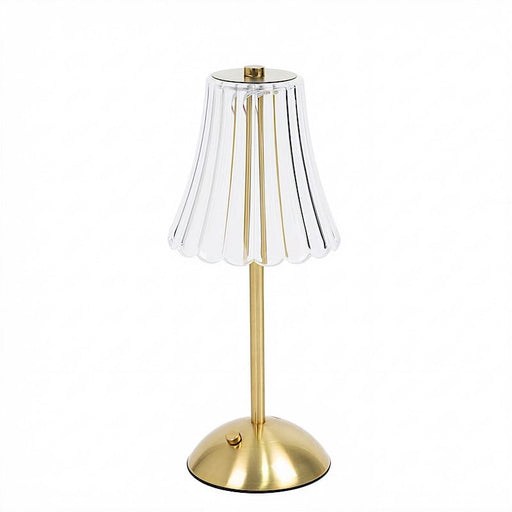 12" Metal LED Table Lamp with Fluted Acrylic Shade - Gold LED_MET_LAMP05_12_GOLD