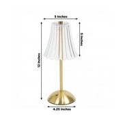 12" Metal LED Table Lamp with Fluted Acrylic Shade - Gold LED_MET_LAMP05_12_GOLD
