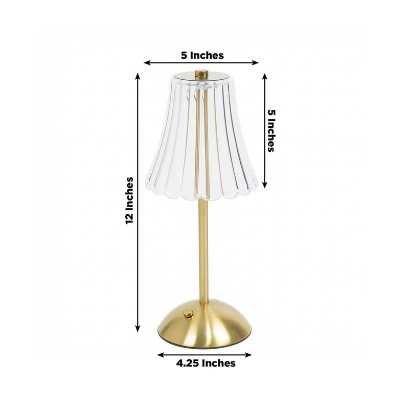12" Metal LED Table Lamp with Fluted Acrylic Shade - Gold LED_MET_LAMP05_12_GOLD