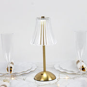 12" Metal LED Table Lamp with Fluted Acrylic Shade - Gold LED_MET_LAMP05_12_GOLD