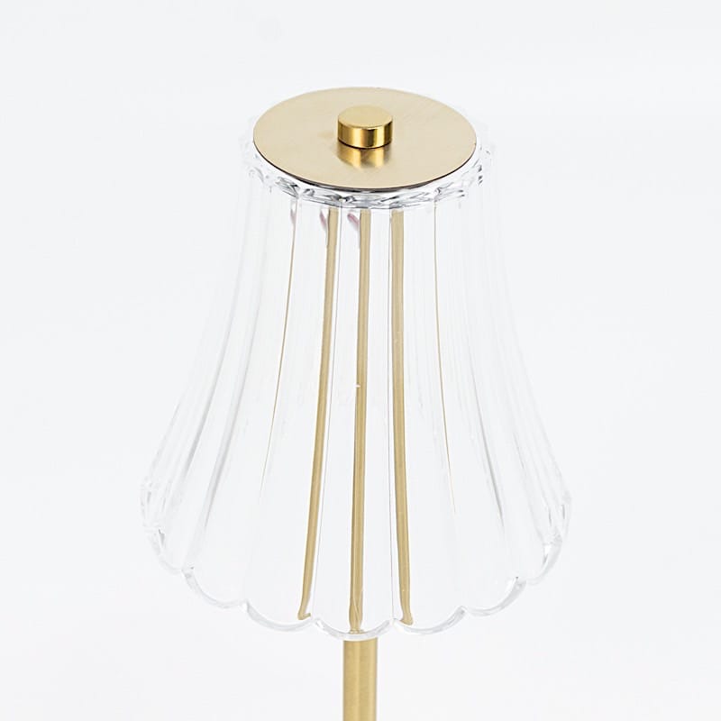 12" Metal LED Table Lamp with Fluted Acrylic Shade - Gold LED_MET_LAMP05_12_GOLD