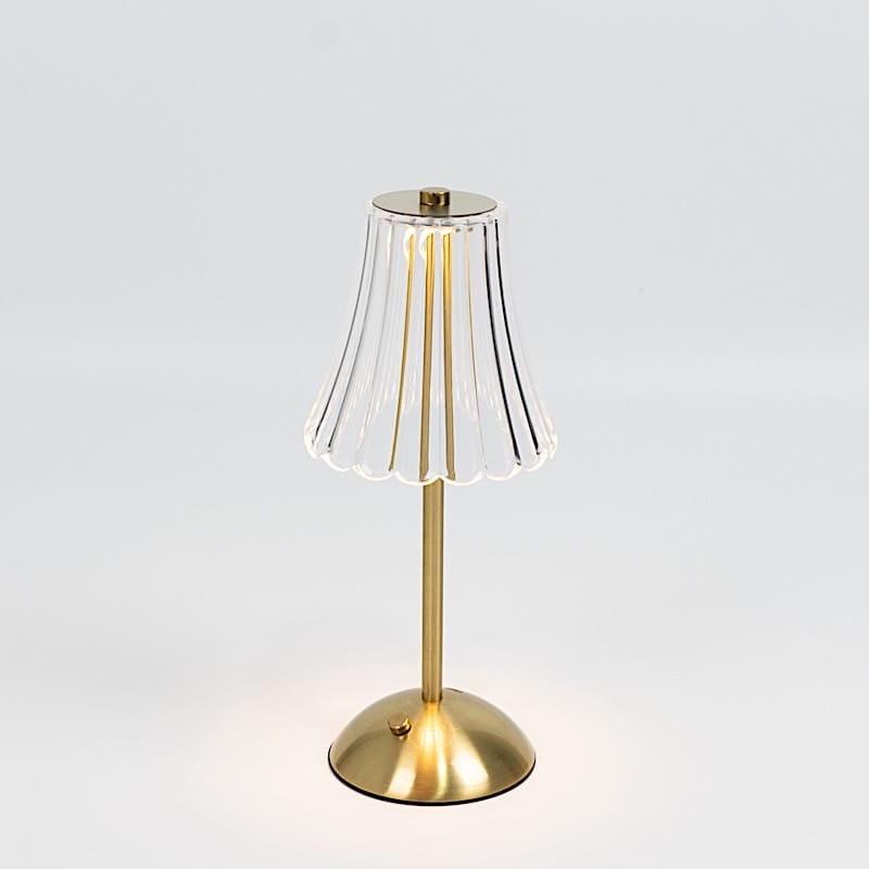 12" Metal LED Table Lamp with Fluted Acrylic Shade - Gold LED_MET_LAMP05_12_GOLD