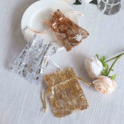 12 Metallic 4" x 5" Foil Polyester Drawstring Favor Gift Bags