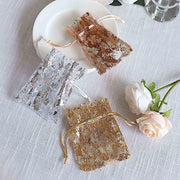 12 Metallic 4" x 5" Foil Polyester Drawstring Favor Gift Bags