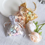 12 Metallic 4" x 5" Foil Polyester Drawstring Favor Gift Bags