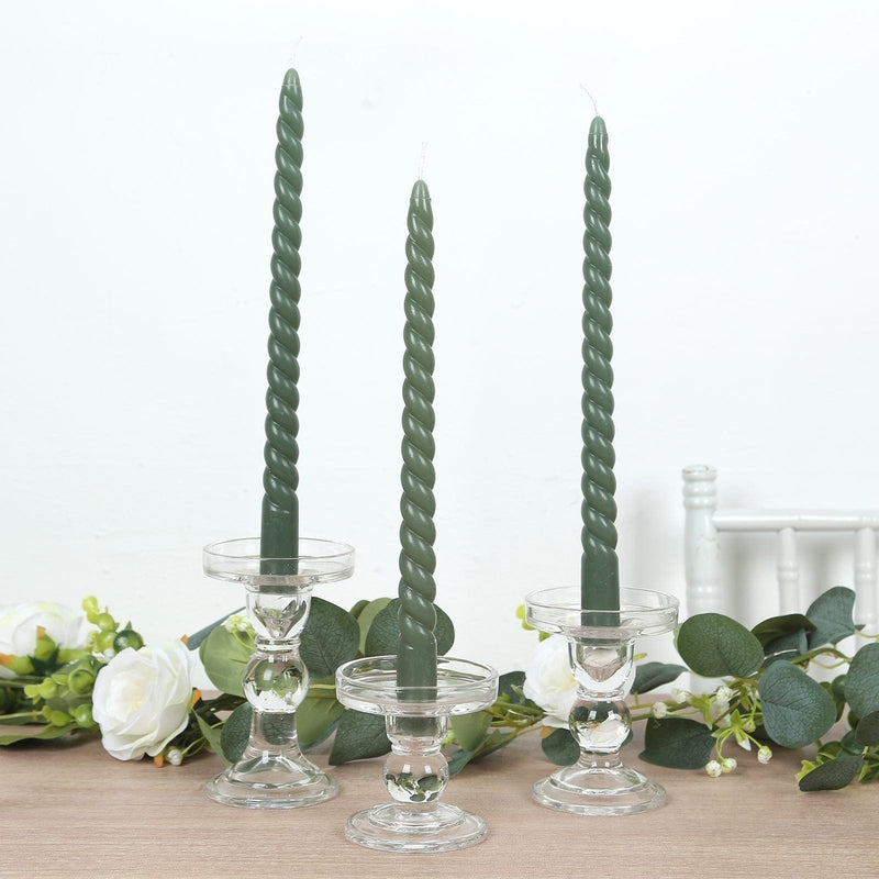 12 Spiral 11" Long Unscented Premium Wax Taper Candles