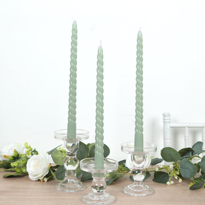 12 Spiral 11" Long Unscented Premium Wax Taper Candles