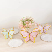 12 Pastel Color 3D Butterfly Table Centerpieces with Metallic Gold Foil Accents DECO_BUT02_SET_ASST