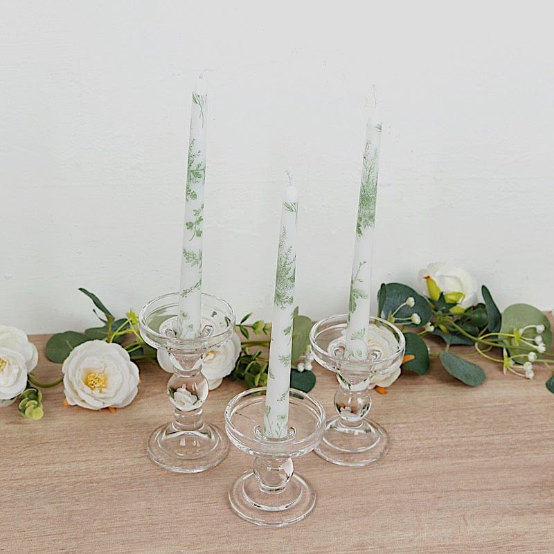 12 pcs 10" tall French Toile Wax Taper Candles - White