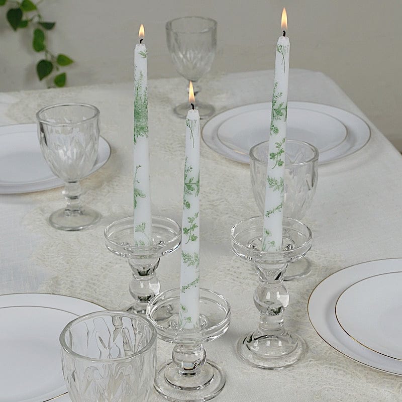 12 pcs 10" tall French Toile Wax Taper Candles - White