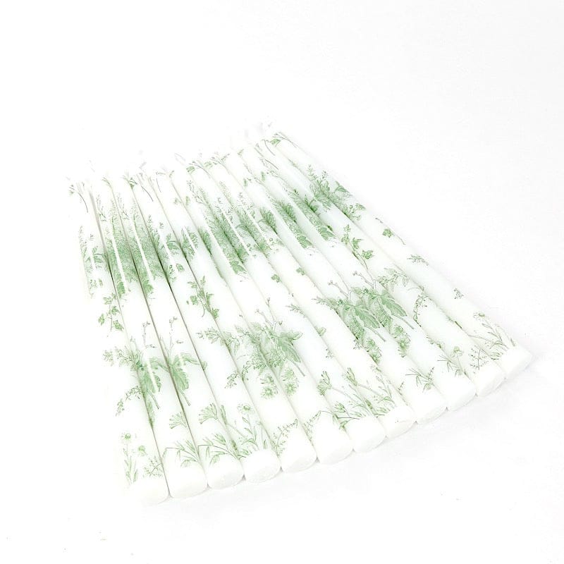 12 pcs 10" tall French Toile Wax Taper Candles - White