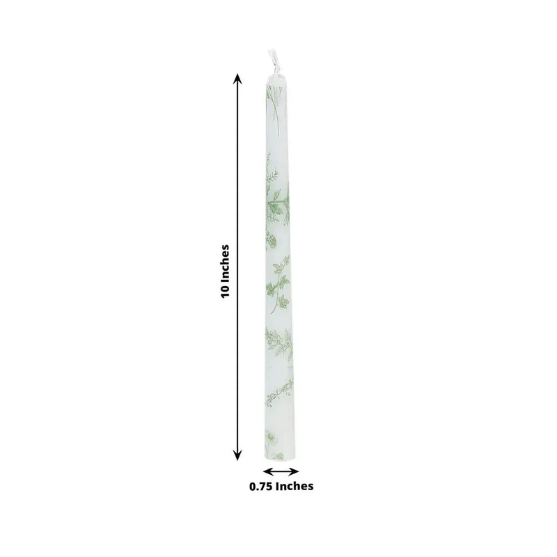 12 pcs 10" tall French Toile Wax Taper Candles - White