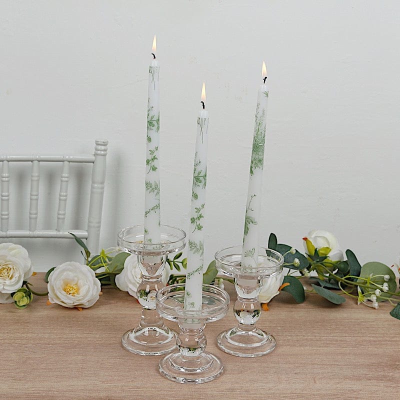 12 pcs 10" tall French Toile Wax Taper Candles - White
