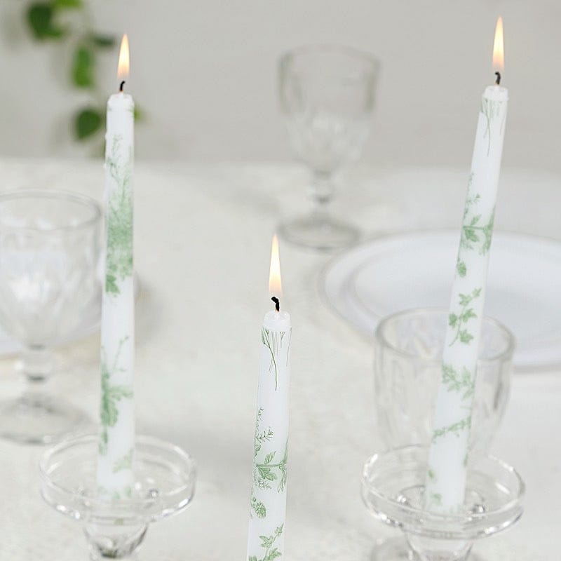 12 pcs 10" tall French Toile Wax Taper Candles - White