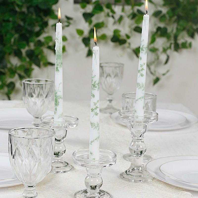 12 pcs 10" tall French Toile Wax Taper Candles - White