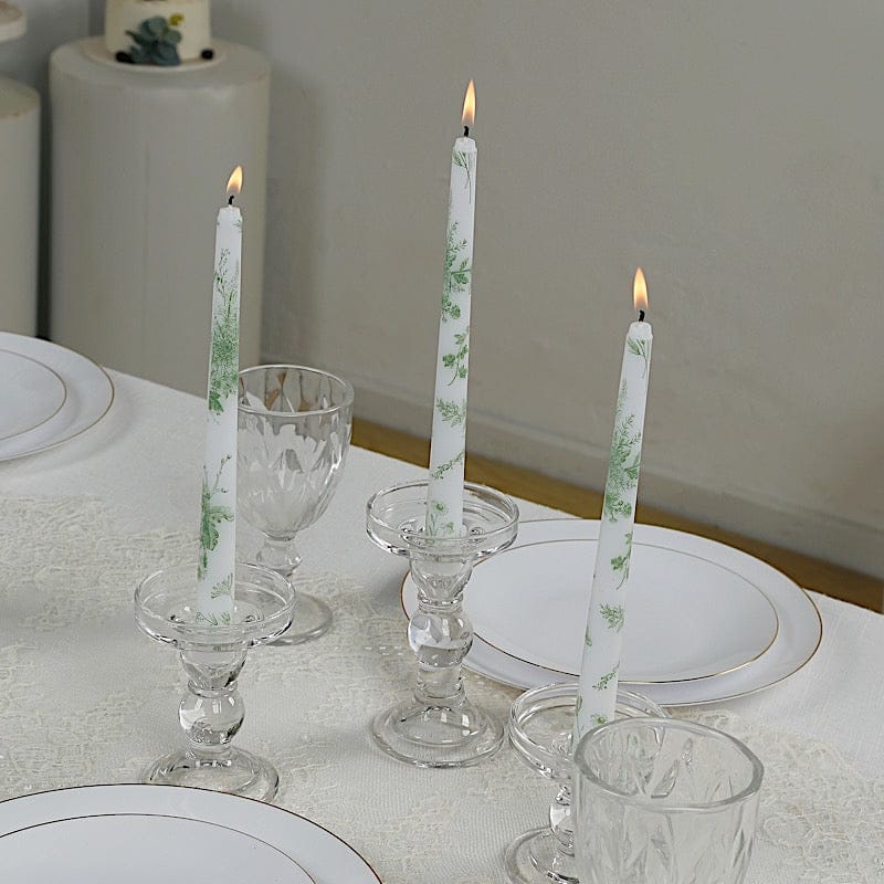 12 pcs 10" tall French Toile Wax Taper Candles - White
