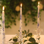 12 pcs 10" tall French Toile Wax Taper Candles - White and Blue CAND_TP10_FLOR_BLUE