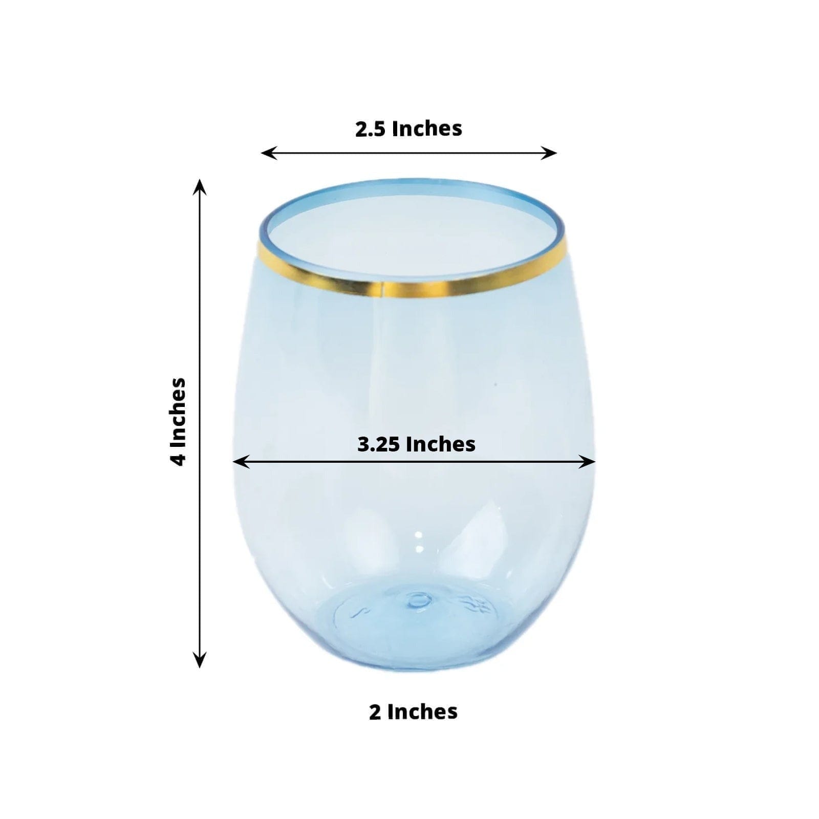 12 pcs 12 oz Gold Rim Stemless Plastic Wine Glasses - Disposable Tableware