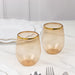 12 pcs 12 oz Gold Rim Stemless Plastic Wine Glasses - Disposable Tableware