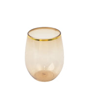 12 pcs 12 oz Gold Rim Stemless Plastic Wine Glasses - Disposable Tableware DSP_CUWN003_12_GDGD