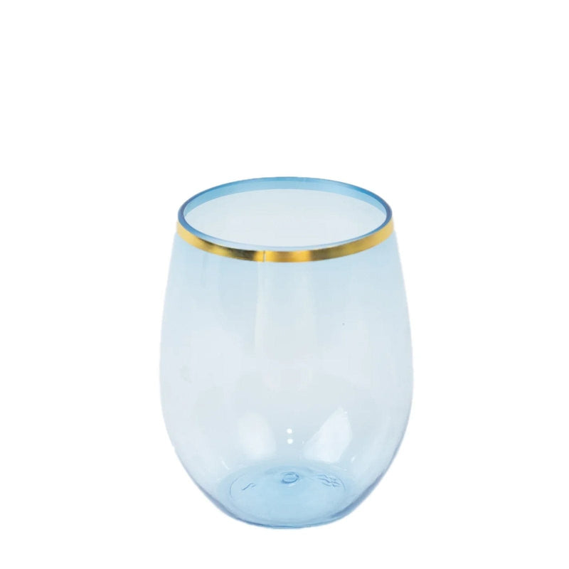 12 pcs 12 oz Gold Rim Stemless Plastic Wine Glasses - Disposable Tableware DSP_CUWN003_12_T086GD