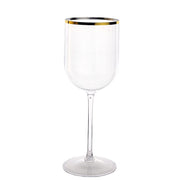 12 pcs 12 oz Plastic Wine Glasses with Gold Rim - Clear DSP_CUWN003HD_12_CLGD