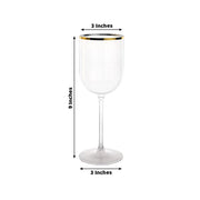 12 pcs 12 oz Plastic Wine Glasses with Gold Rim - Clear DSP_CUWN003HD_12_CLGD
