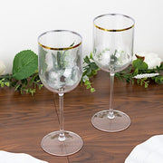 12 pcs 12 oz Plastic Wine Glasses with Gold Rim - Clear DSP_CUWN003HD_12_CLGD
