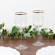 12 pcs 12 oz Plastic Wine Glasses with Gold Rim - Clear DSP_CUWN003HD_12_CLGD