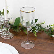 12 pcs 12 oz Plastic Wine Glasses with Gold Rim - Clear DSP_CUWN003HD_12_CLGD