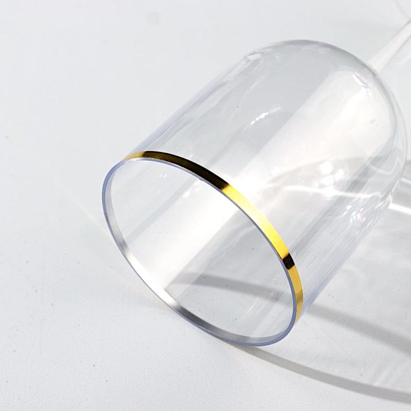 12 pcs 12 oz Plastic Wine Glasses with Gold Rim - Clear DSP_CUWN003HD_12_CLGD