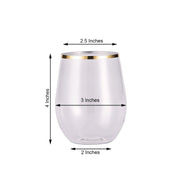 12 pcs 14 oz Gold Rim Stemless Plastic Wine Glasses - Disposable Tableware