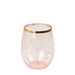 12 pcs 14 oz Gold Rim Stemless Plastic Wine Glasses - Disposable Tableware DSP_CUWN003_12_046GD